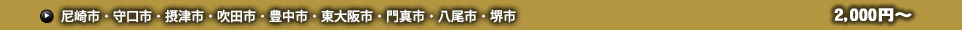 尼崎市・守口市・摂津市・吹田市・豊中市・東大阪市・門真市・八尾市・堺市 2,000円