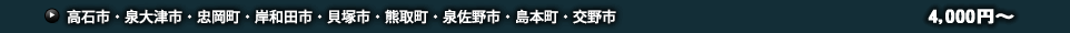 高石市・泉大津市・忠岡町・岸和田市・貝塚市・熊取町・泉佐野市・島本町・交野市 4,000円