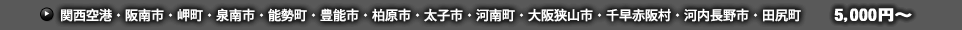 関西空港・阪南市・岬町・泉南市・能勢町・豊能市・柏原市・太子市・河南町・大阪狭山市・千早赤阪村・河内長野市・田尻町 5,000円